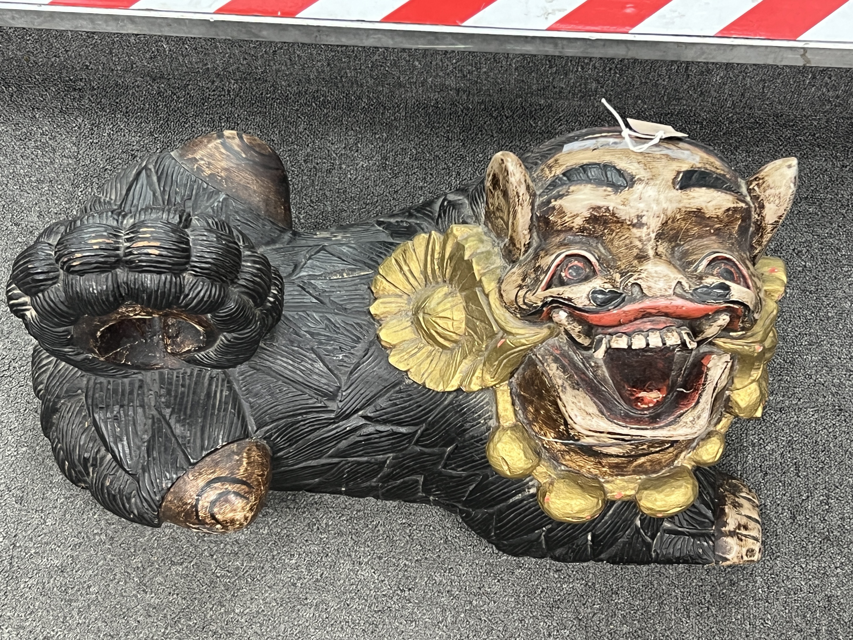 A Chinese painted temple dog, length 62cm